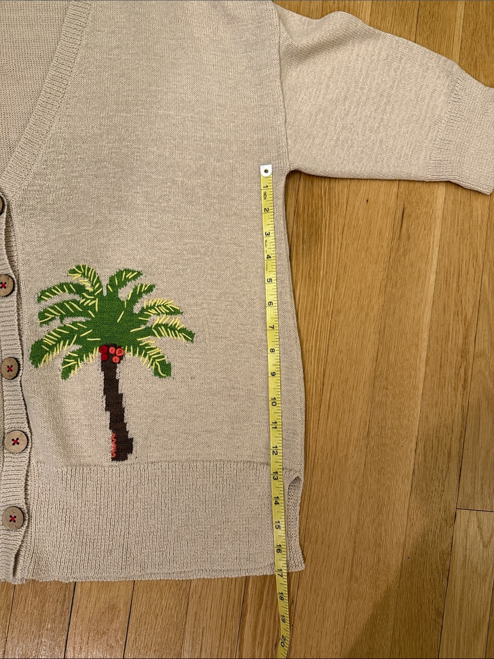 J Jill Women's Sweater Cardigan Linen Cotton Blend Palm Tree Embroidery Size XL - Picture 8 of 9